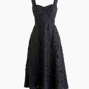 J. Crew Black Sweetheart Sleeveless Lace Midi Dress